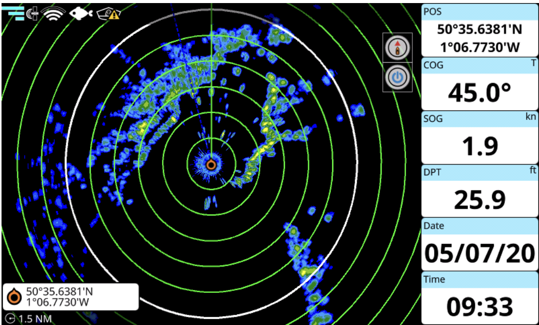 Visualizzazione radar standalone o affiancata alla cartografia (split screen)