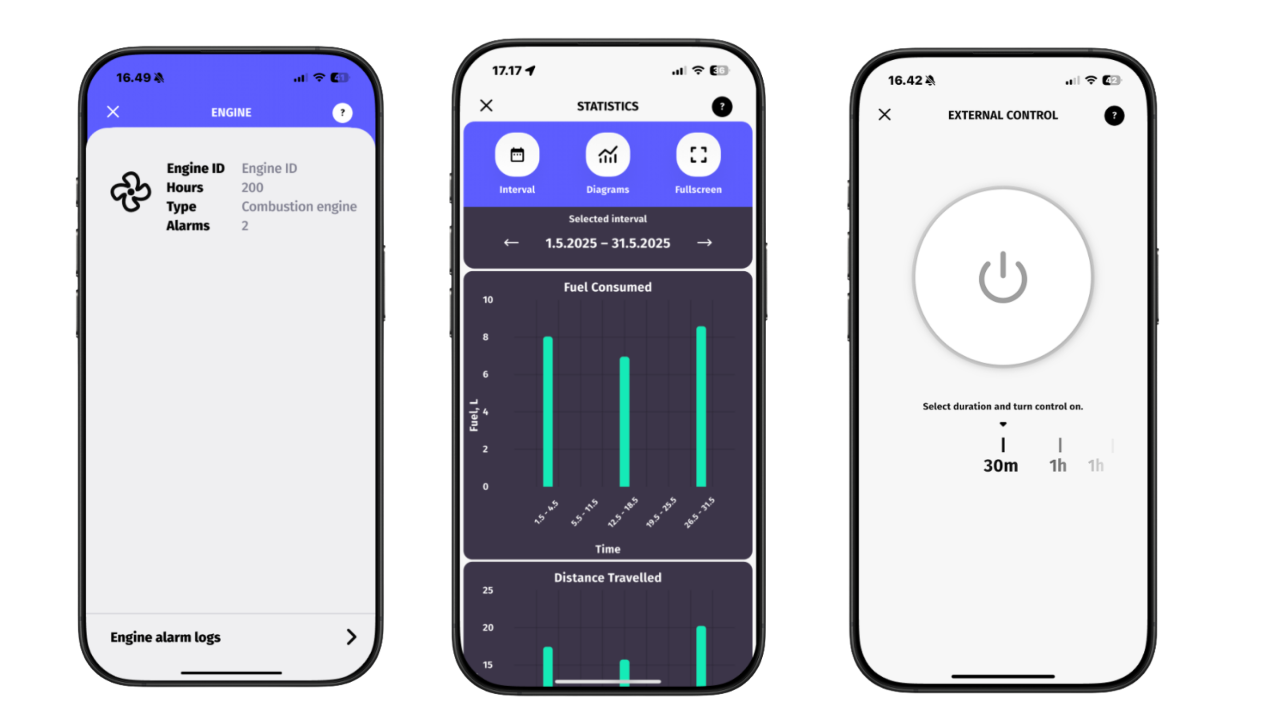 Q App — log motore e diagnostica imbarcazione
