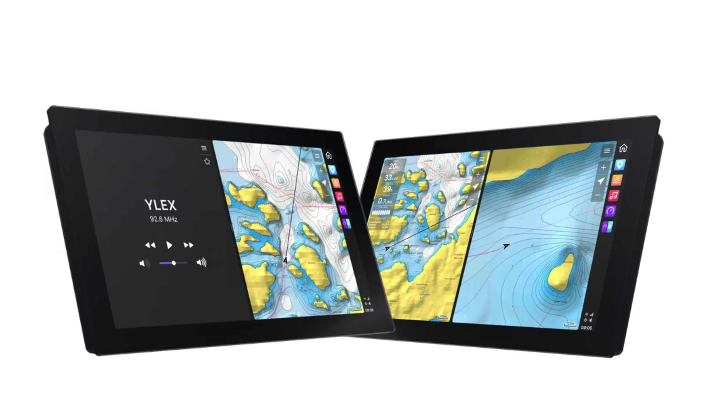 Serie Q — chartplotter Q Display 12 e 16 affiancati